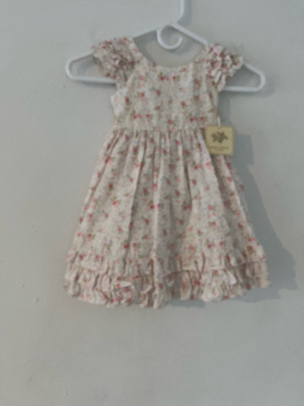 Laura Ashley Cream Dress with Pink Floral Print